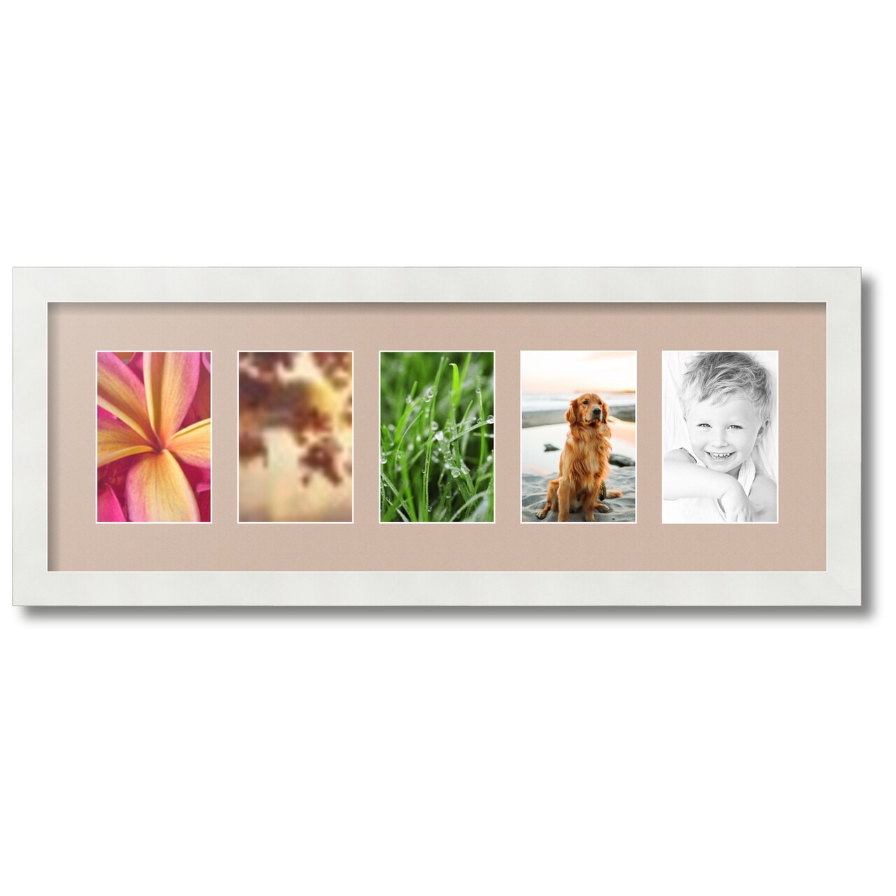 ArtToFrames Collage Photo Picture Frame with 5 - 4x6 inch Openings, Framed in White with Over 62 Mat Color Options and Plexi Glass (CSM-3966-153)
